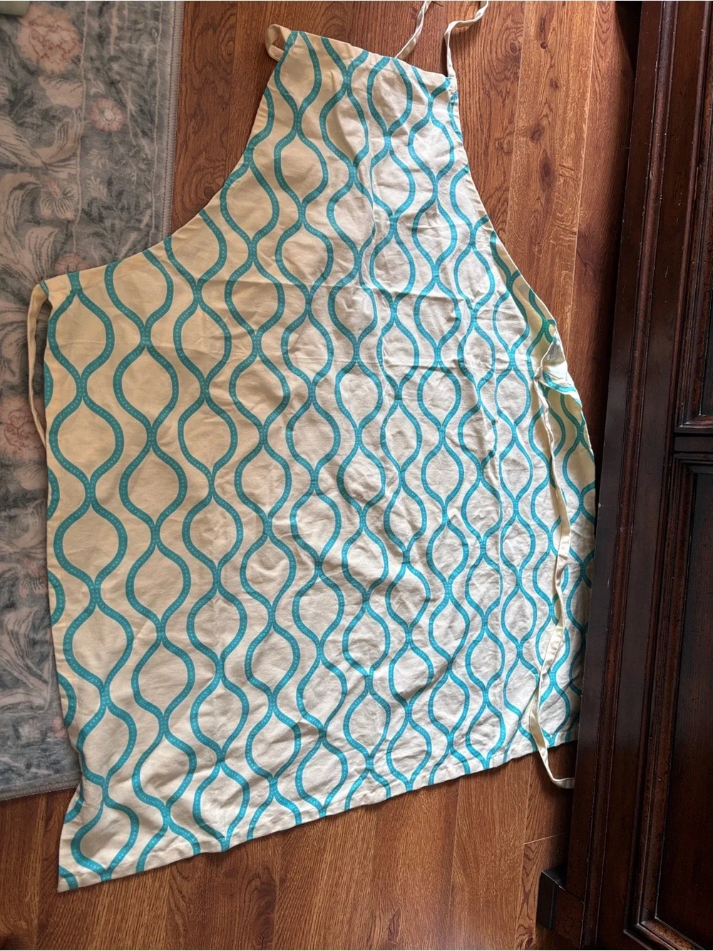Blue Geometric Cotton Apron - Unbranded